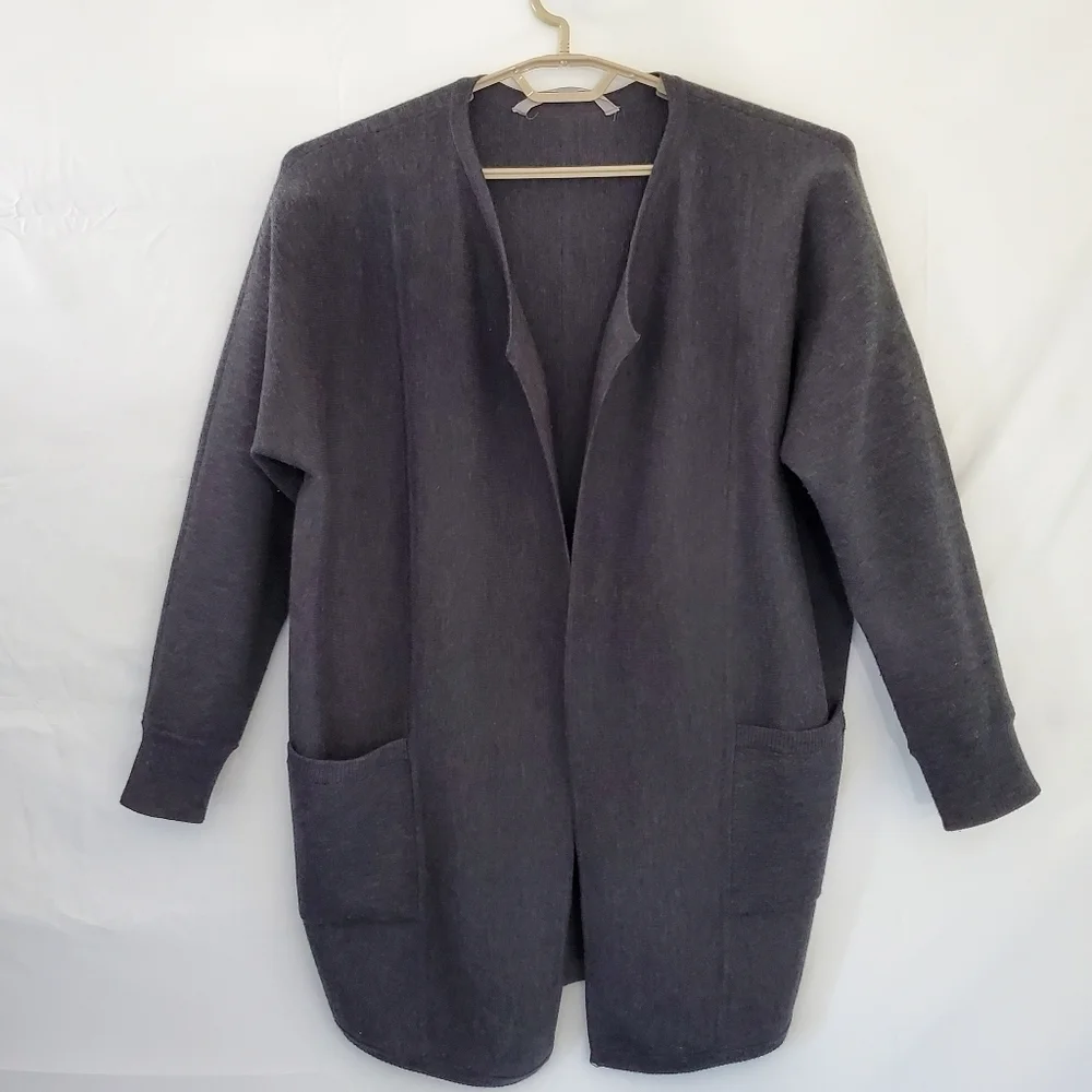 Athleta‎ Chill Chaser Merino Wool Blend Long Cardigan Med Open Front Knit Duster